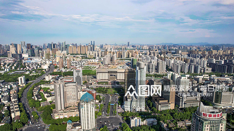 航拍浙江杭州城市风光航拍图素材