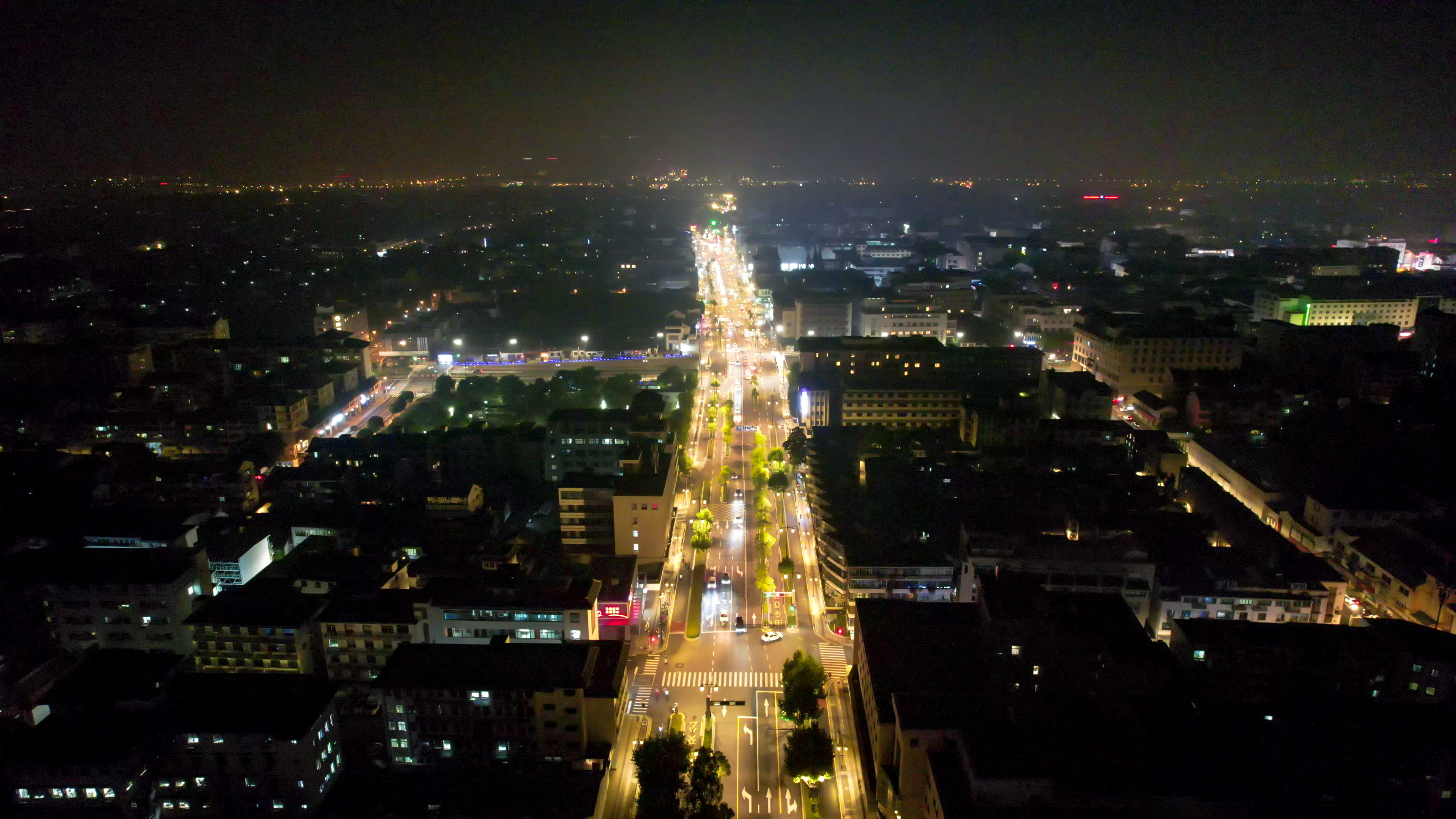 江苏苏州城市夜景交通航拍素材
