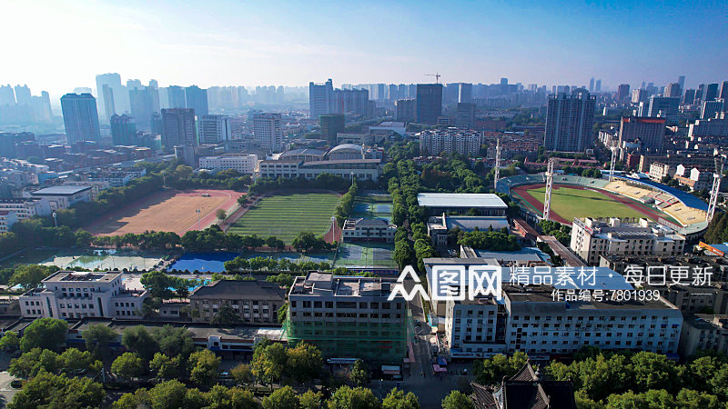 安徽合肥城市风光高楼建筑大景航拍图素材