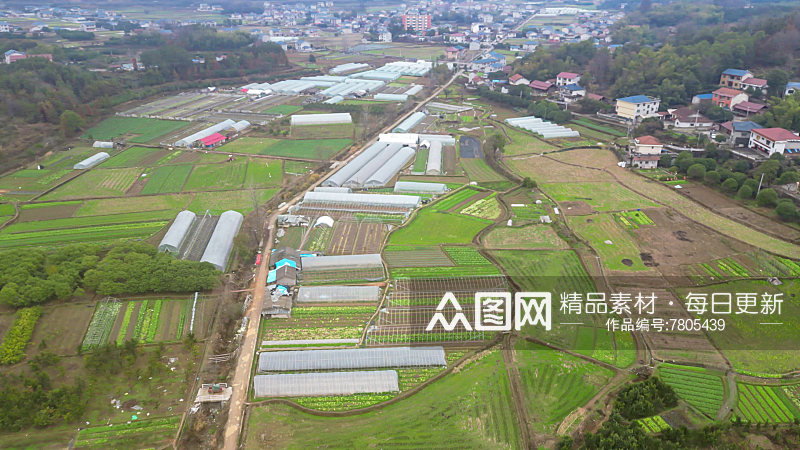 大棚农业种植蔬菜航拍素材