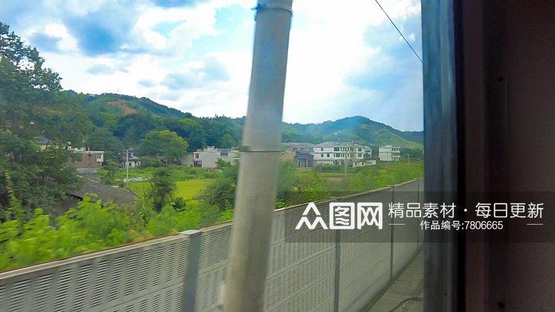火车窗外风景交通运输风景摄影素材