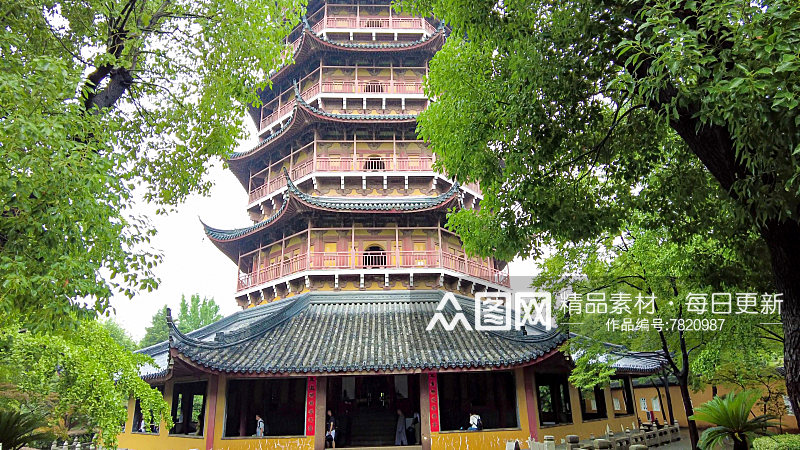 寺庙下雨素材苏州北寺塔摄影图素材