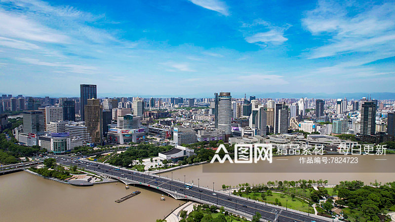 浙江宁波城市高楼建筑城市建设航拍素材