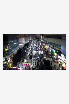 邯郸夜市步行街夜景人流航拍