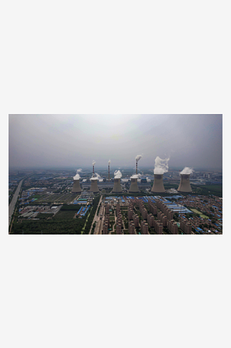 大型工业生产工厂烟囱环境污染航拍