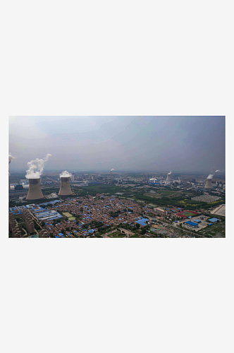 大型工业生产工厂烟囱环境污染航拍
