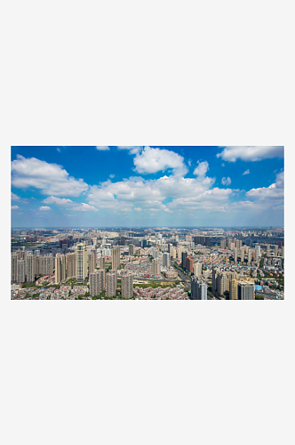 安徽合肥城市天际线蓝天白云