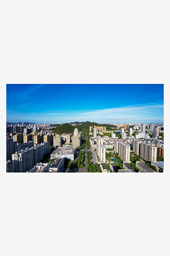 浙江台州城市建筑高楼大厦蓝天白云航拍