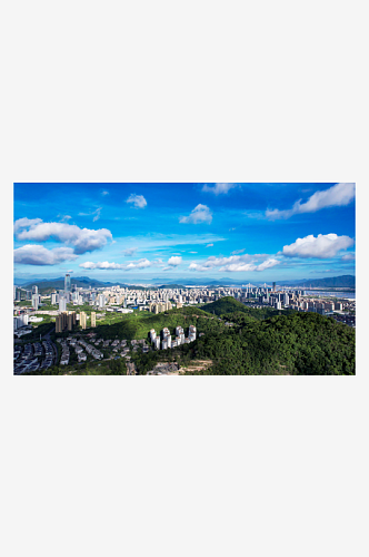 台州城市建筑高楼大厦蓝天白云航拍