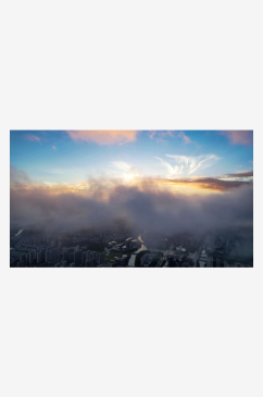清晨云雾缭绕日出温州航拍