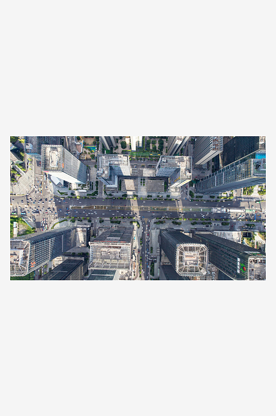 俯拍城市高楼建筑公路道路交通