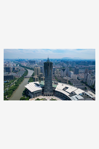 浙江杭州城市风光城市建设航拍图