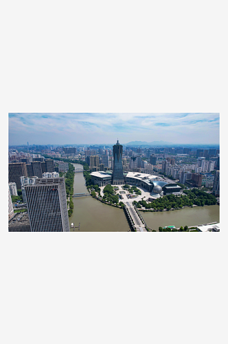 浙江杭州城市风光城市建设航拍图