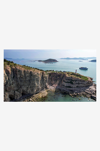 长岛旅游度假区九丈崖大海海洋悬崖焦石