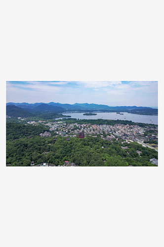 浙江杭州西湖全景大景航拍