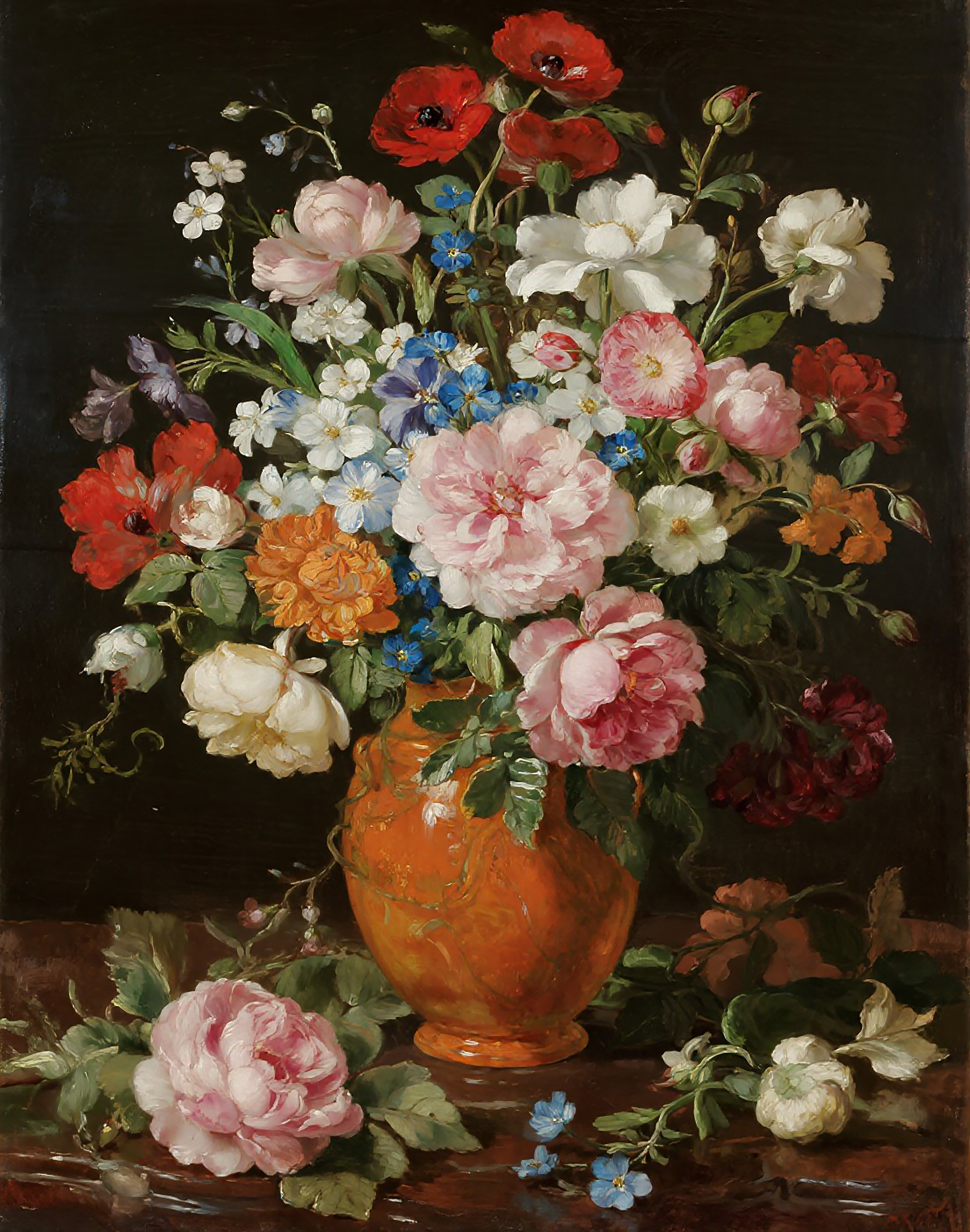 静物彩色陶瓷花卉油画图片素材素材