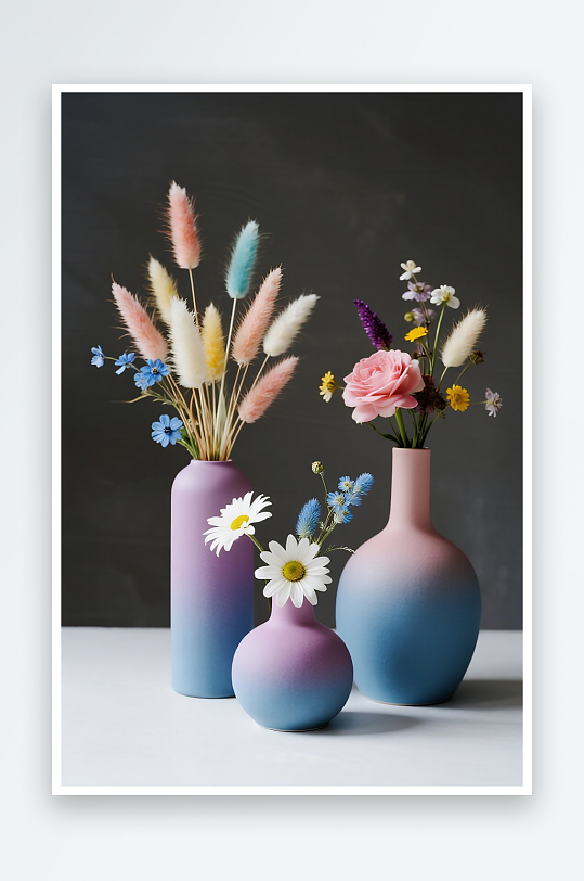 粉蓝陶瓷花瓶花卉图片素材-众图网