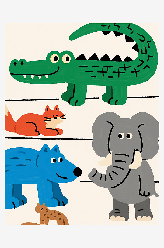 卡通動物插畫圖片