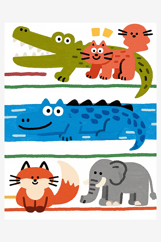 卡通動物插畫圖片