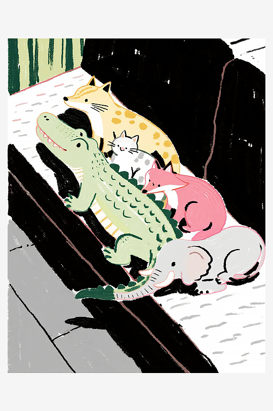 卡通動物插畫圖片