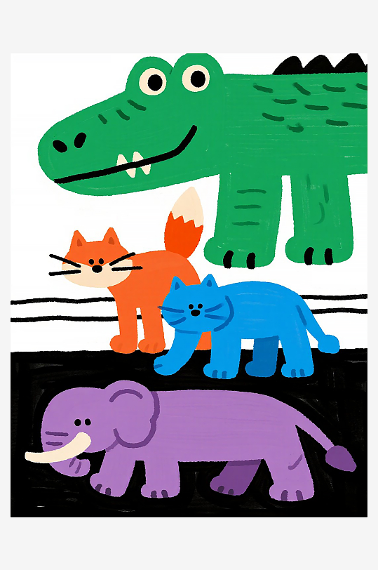 卡通動物插畫高清圖片素材
