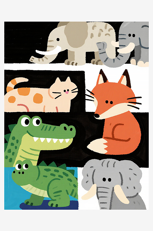 卡通動物插畫圖片素材