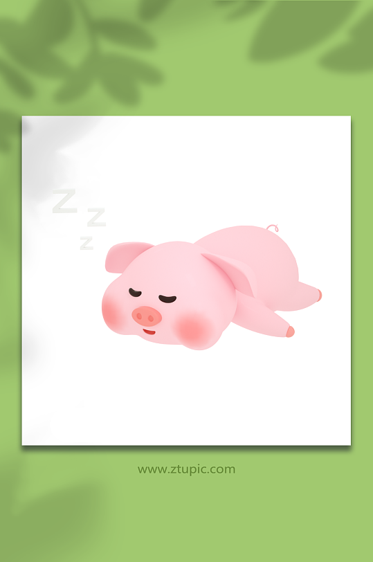 动物C4D卡通猪模型-众图网