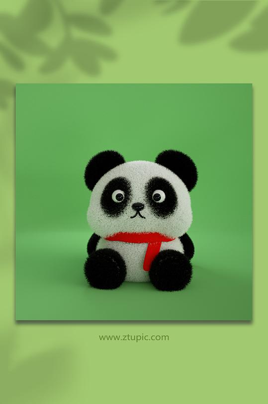 毛绒动物C4D卡通熊猫模型