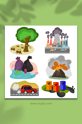 工业废物污染环境保护插画