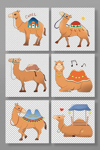 有趣沙漠骆驼动物元素插画
