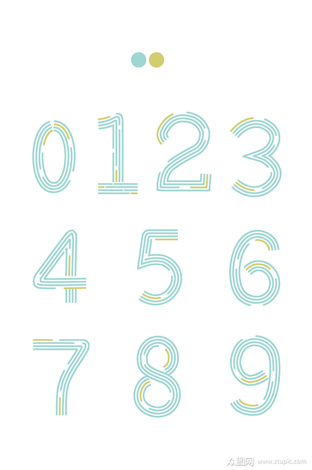 活泼线条数字字体素材