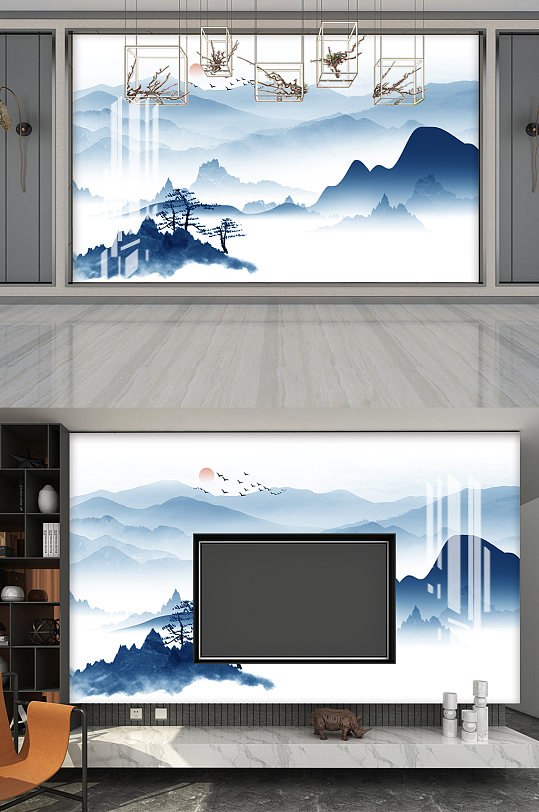 新中式山水画装饰画