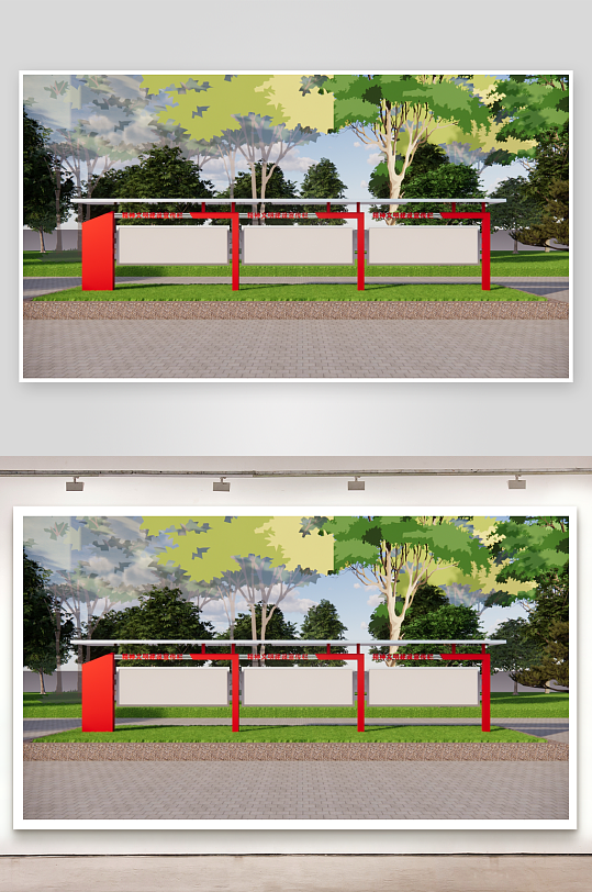 户外宣传栏三连宣传展板-众图网