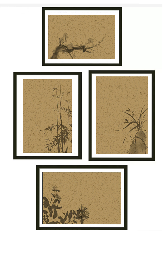 褐色中国风梅兰竹菊背景