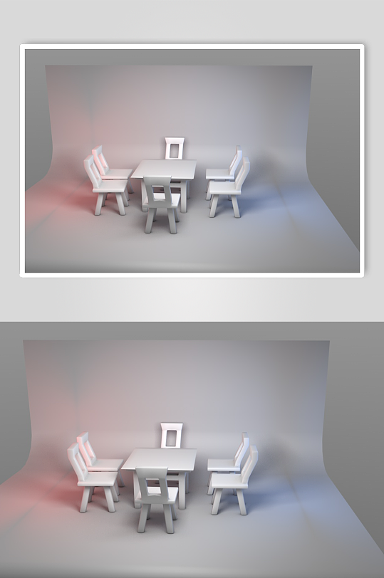 立体家居桌子椅子建模C4D-众图网