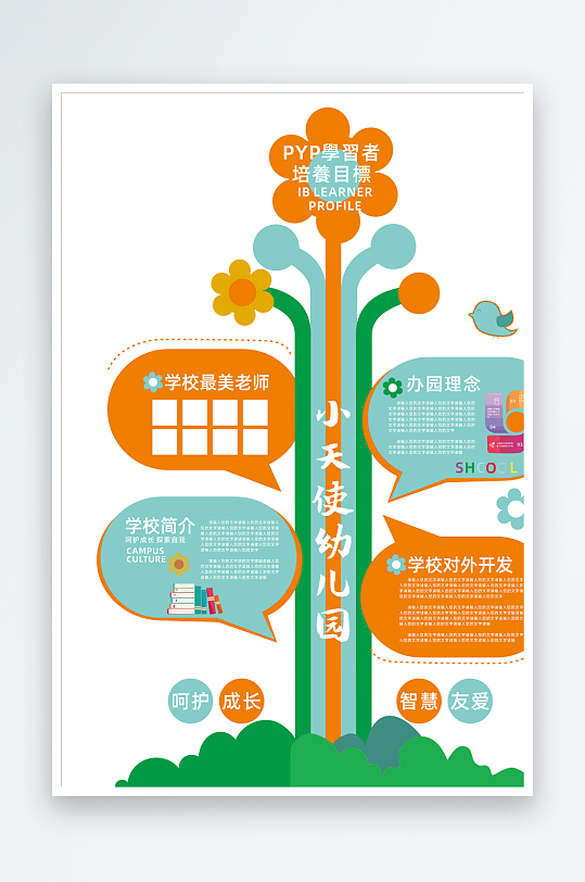 卡通花瓣儿童文化墙-众图网