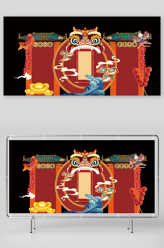 百日宴狮子头祥云门-众图网