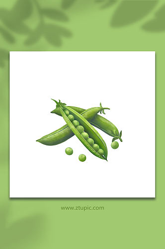 豌豆卡通蔬菜元素插画