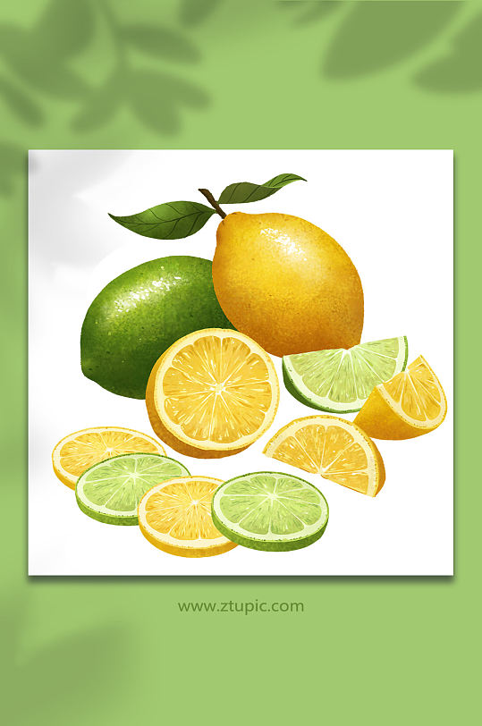 柠檬水果插画PNG元素-众图网