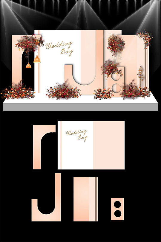 香槟婚礼KT板布置-众图网