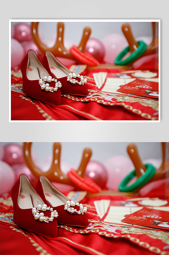 新娘红色高跟婚鞋