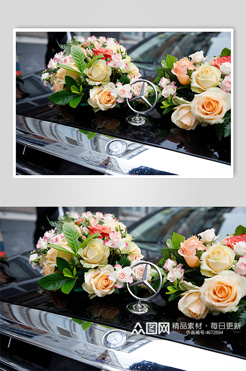 婚车鲜花装饰照片素材