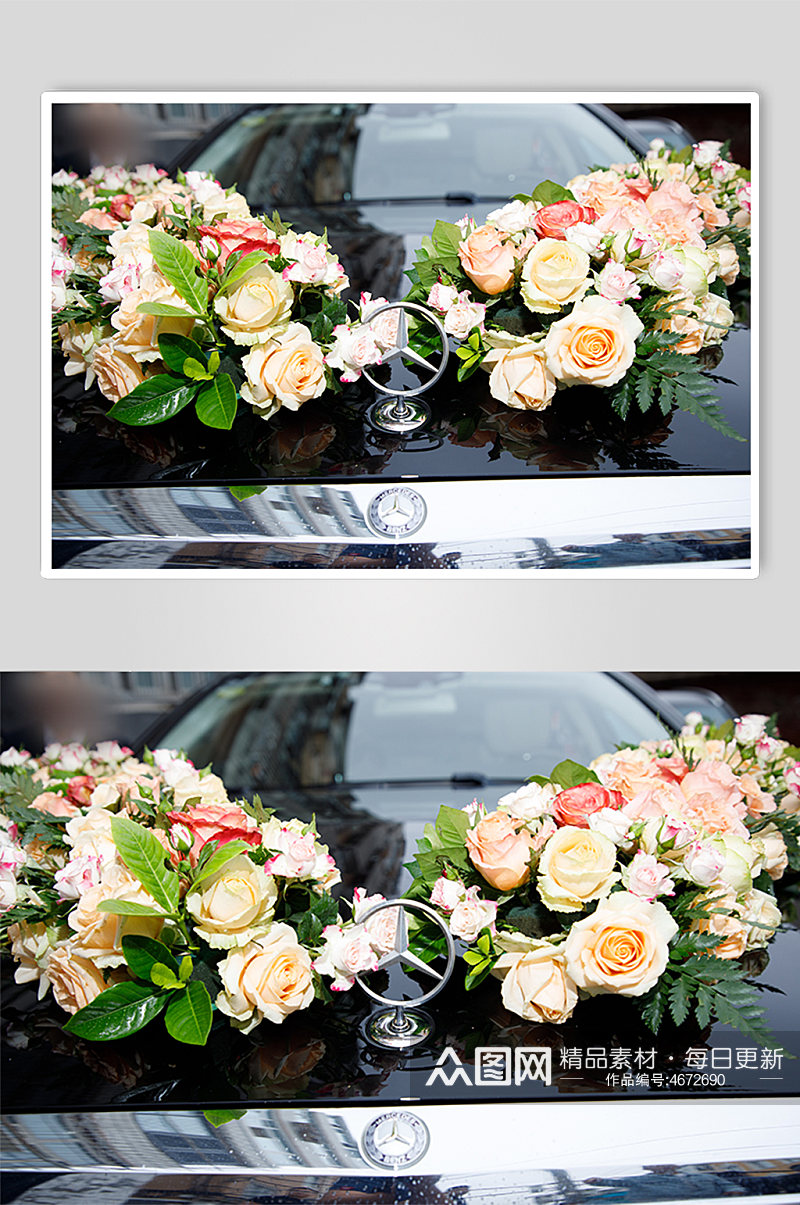 婚车鲜花装饰照片素材