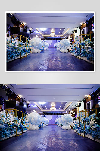 婚礼堂高端蓝色婚礼照片