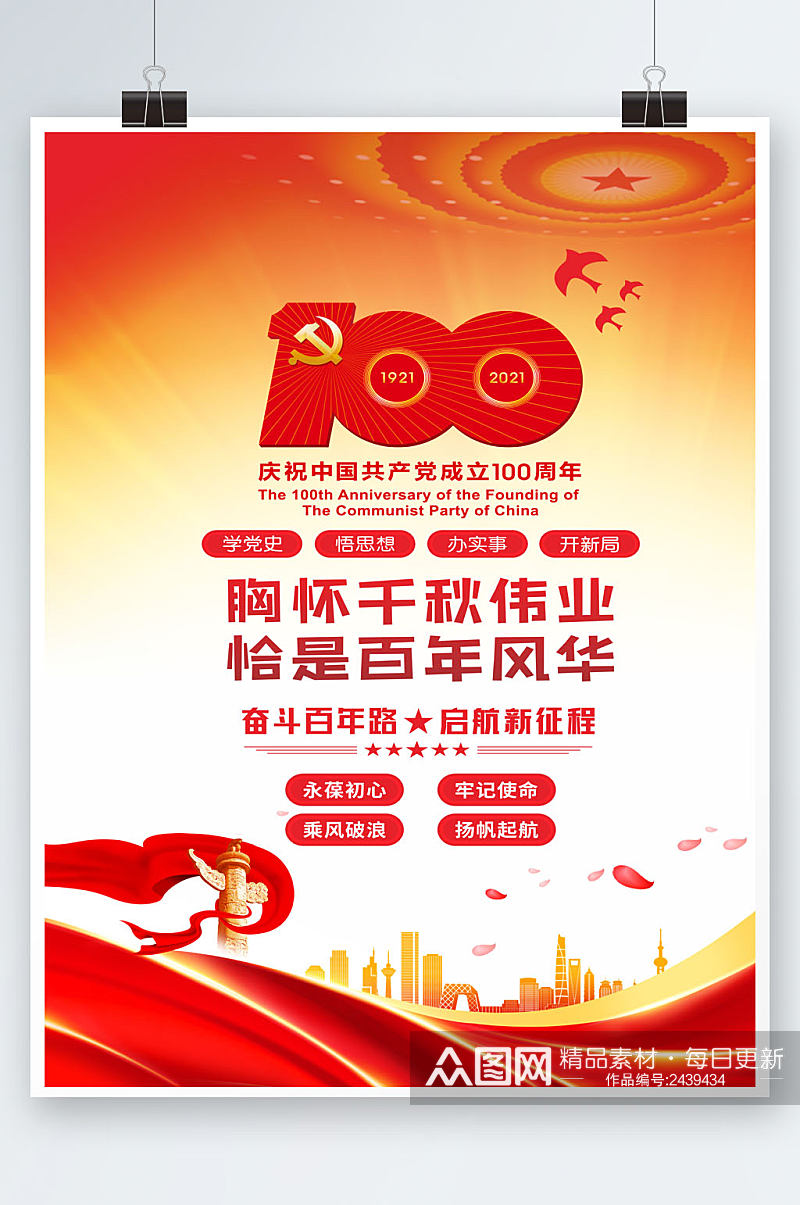 红色文化红色背景周年庆海报素材