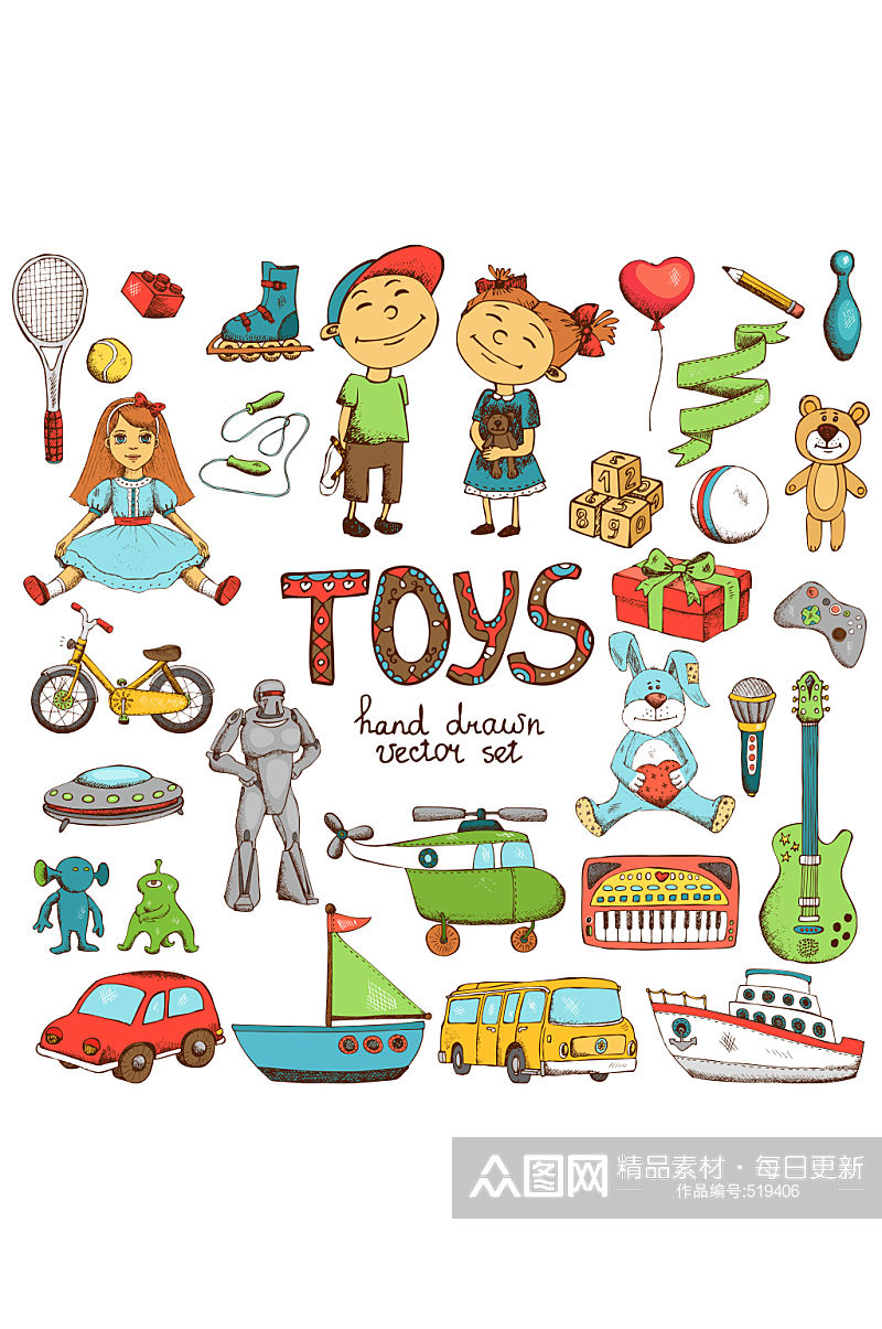 多款卡通矢量儿童玩具元素设计素材