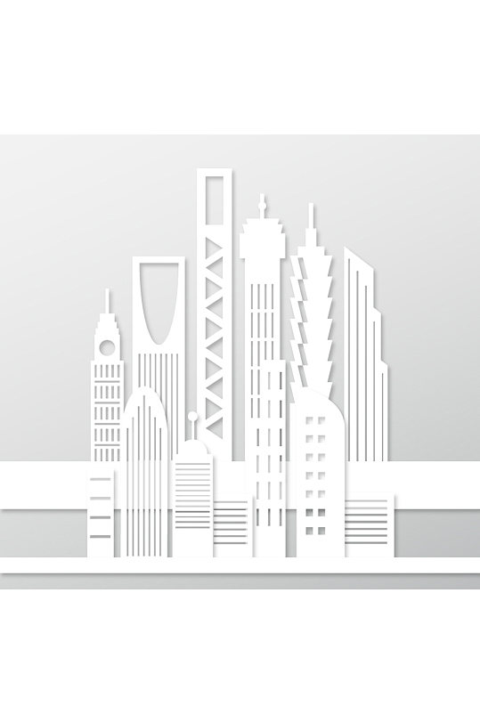 白色摩天大厦剪贴画矢量图