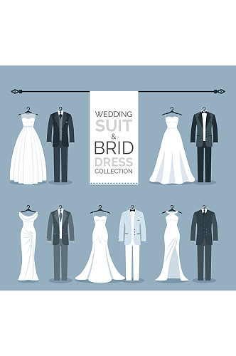 5组创意婚礼服装设计矢量素材
