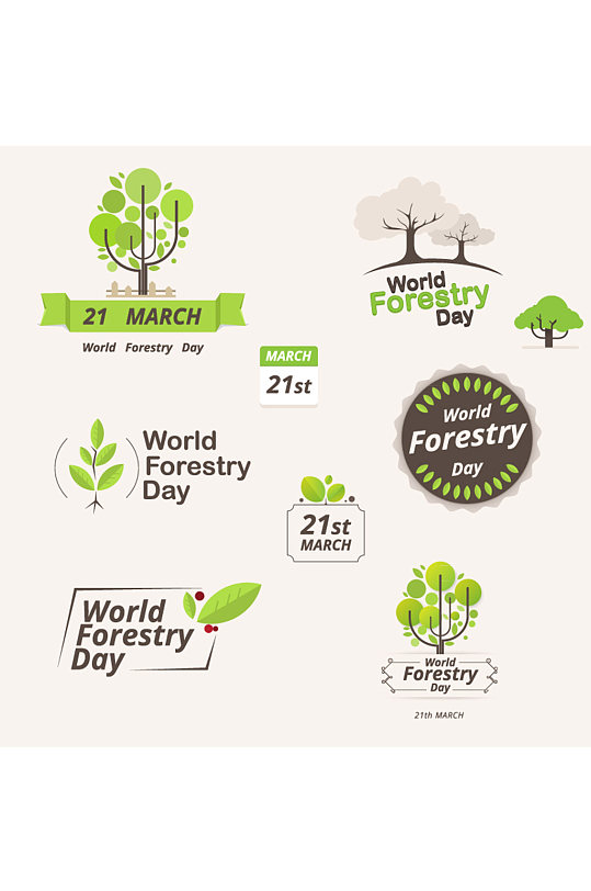 9款绿色国际森林日标志矢量素材