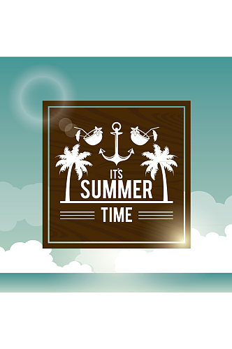 夏季热带沙滩度假海报矢量素材